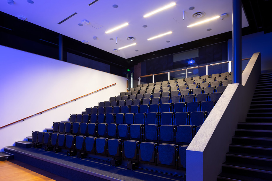 Lecture theatre "The Pit" Retractable seats allows for a multipurpose space for exhibitions, workshops and performances